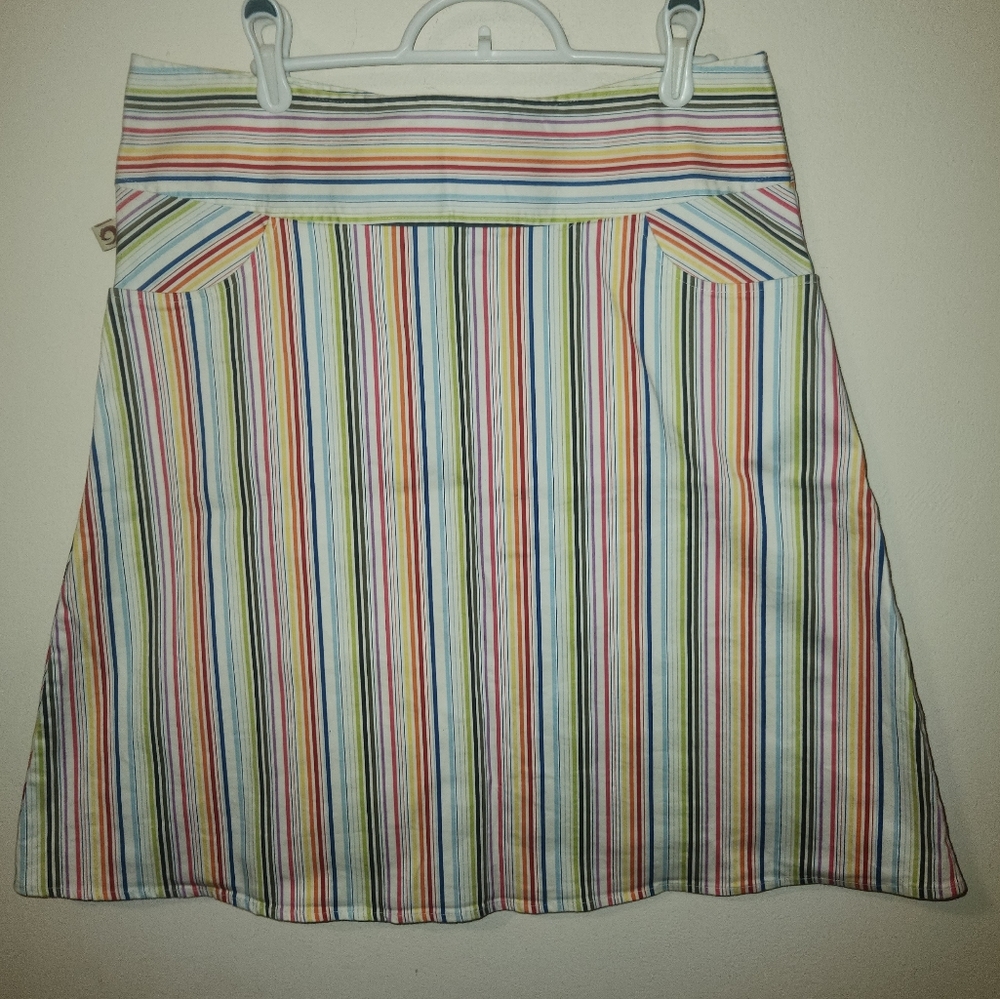 Purr Women's Size 12 Multicolor Rainbow Striped A-line Skirt w/ Pockets